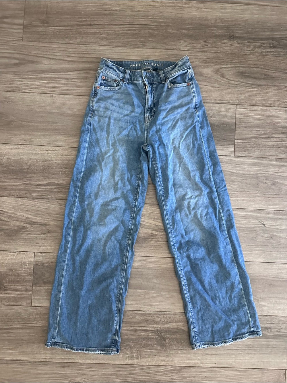 American Eagle Outfitters Light Blue High-Rise Wide Leg Jeans
